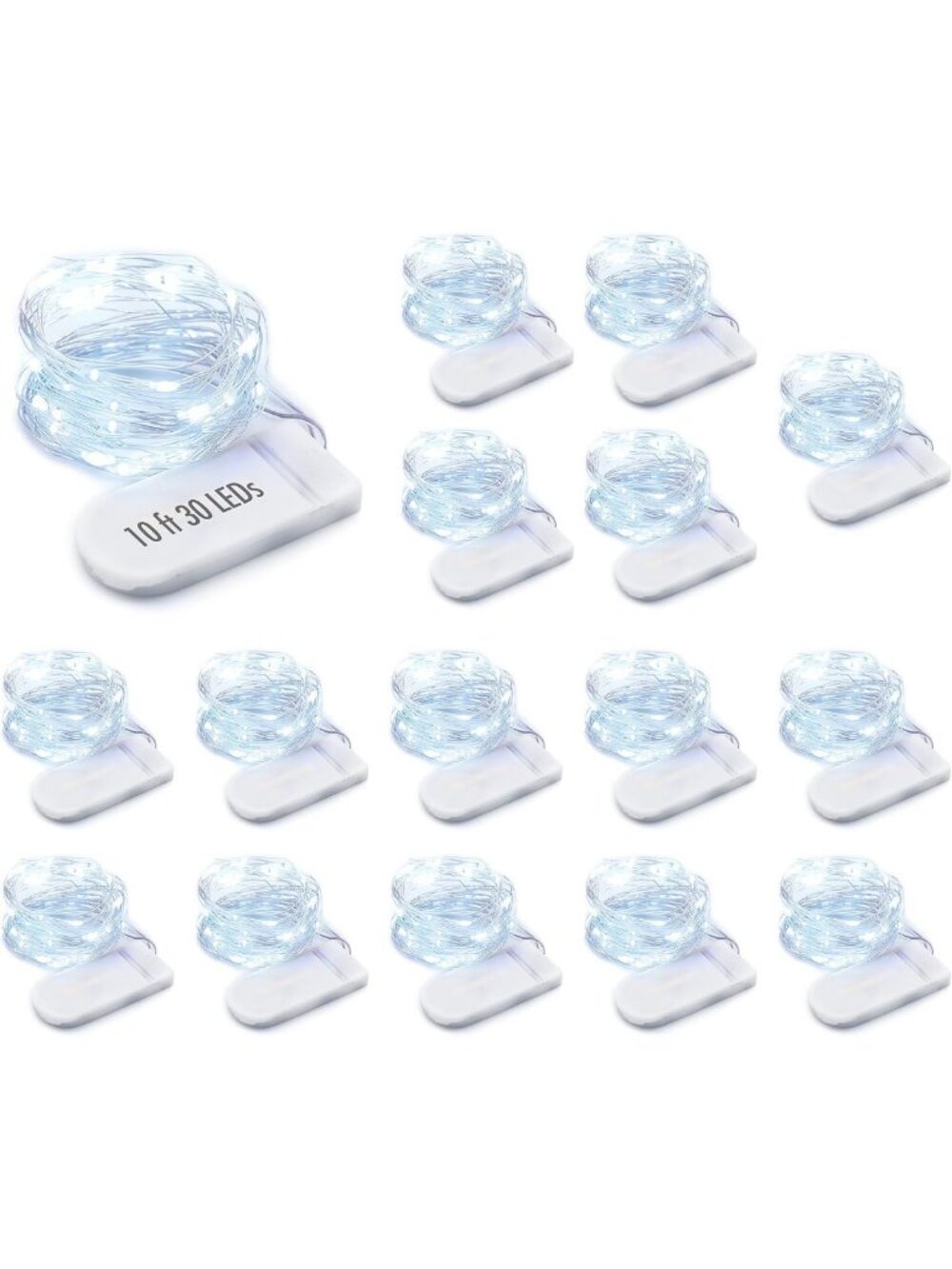 16 Pack Battery Operated Copper Wire LED Fairy Lights, 10ft Cool White